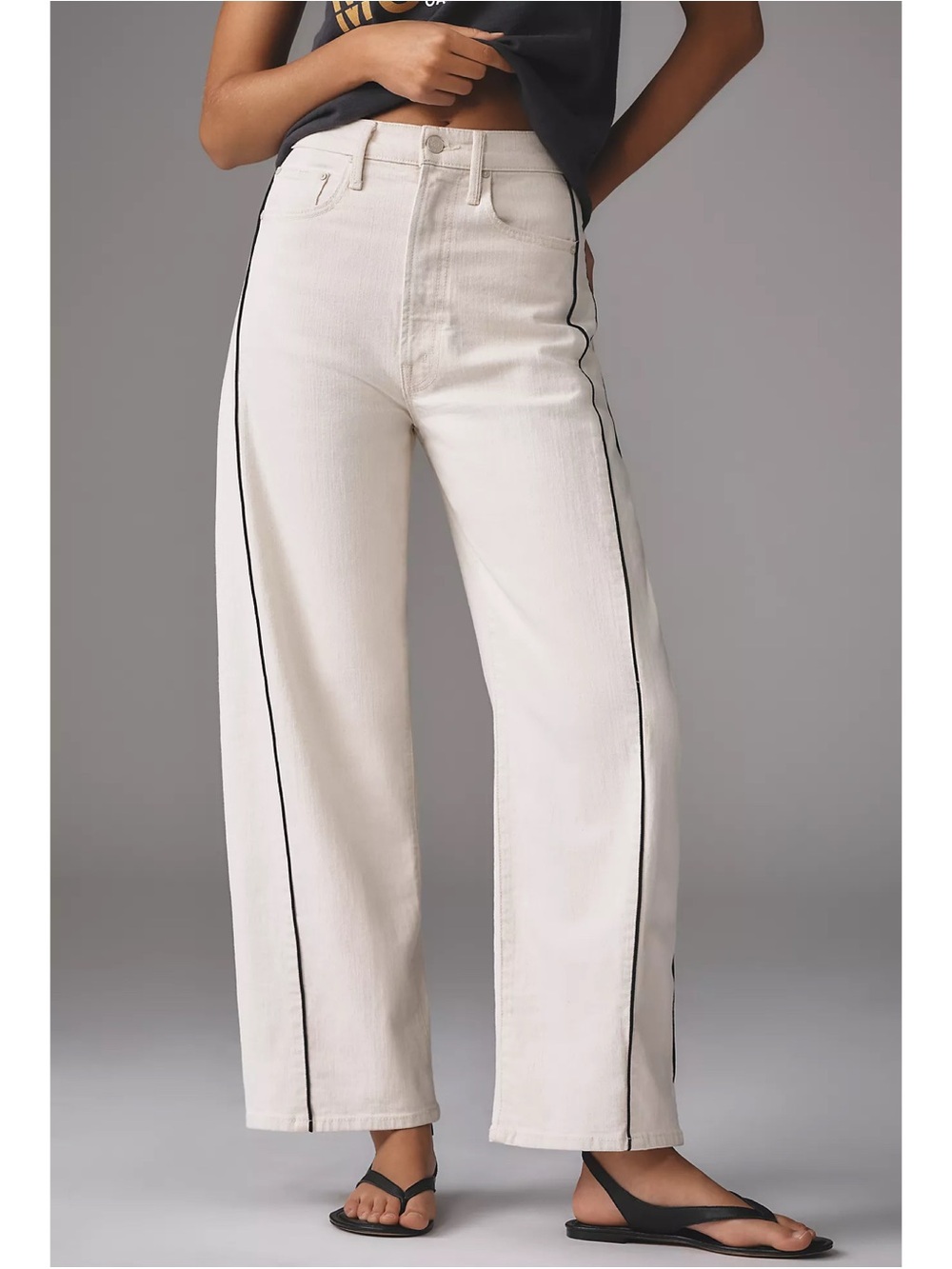 MOTHER Superior The Lil Half-Pipe Ankle Wide-Leg Jeans Cream Petite 27